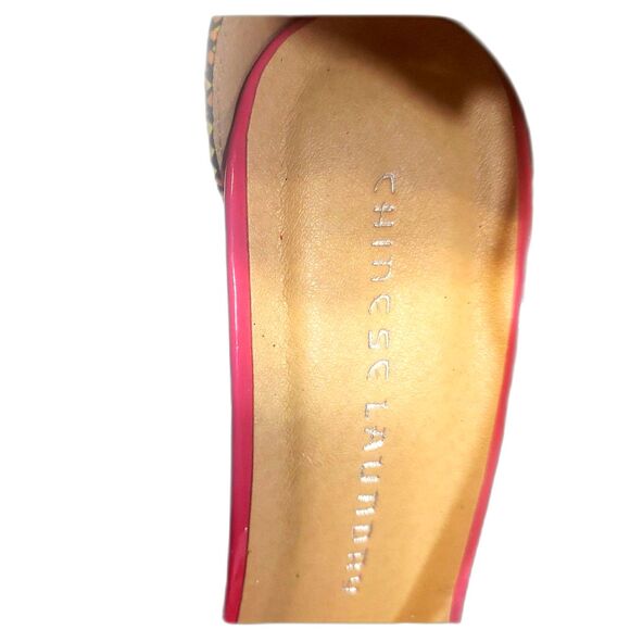 Chinese Laundry Orange Fuchsia Snake Print 4” Heel Open Toe Stilettos Size 10 - Picture 7 of 10